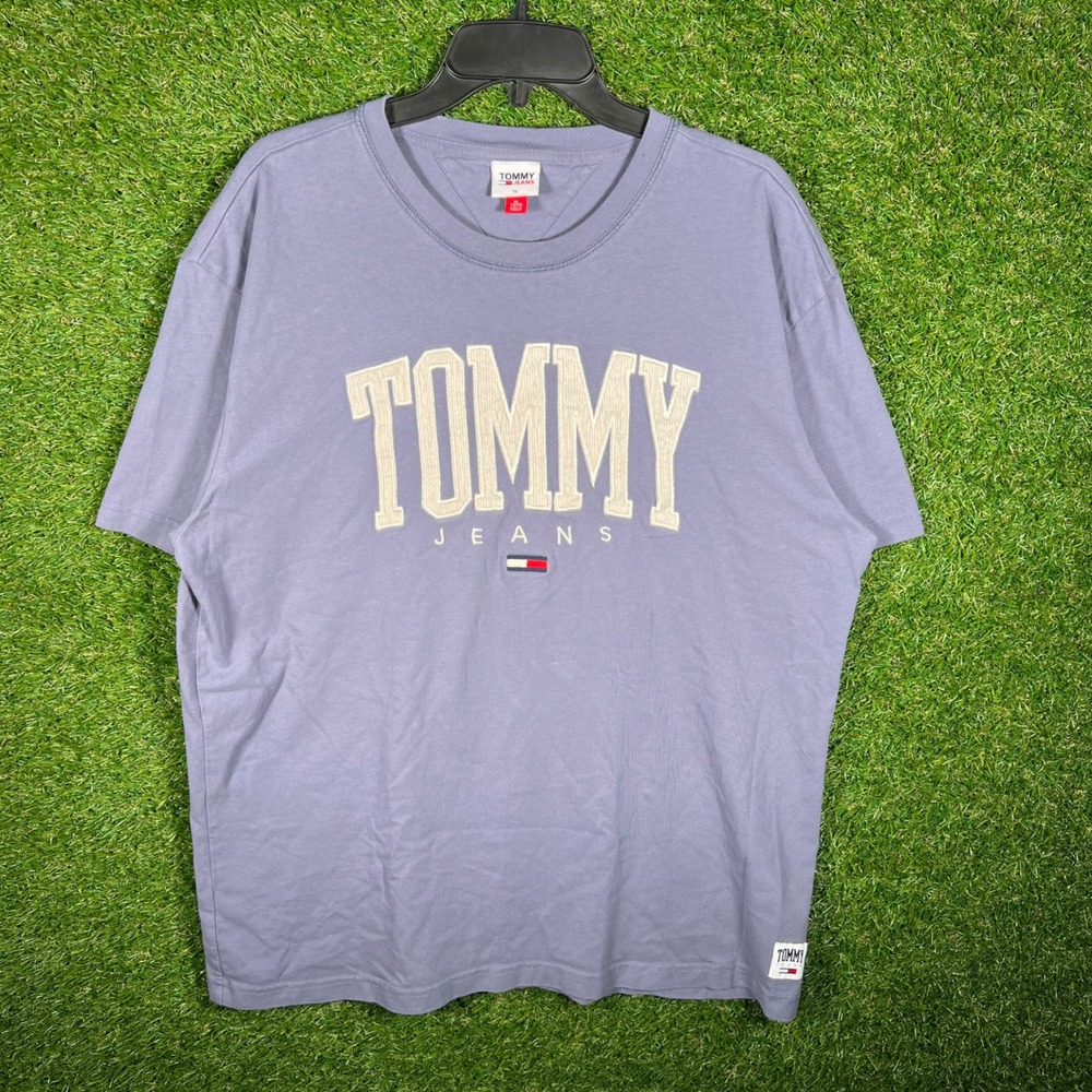 Tommy Jeans Mens XL Purple Collegiate Logo Short Sleeve T-Shirt‎
